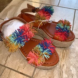 SOLD// Fringe Platform Wedge Sandals